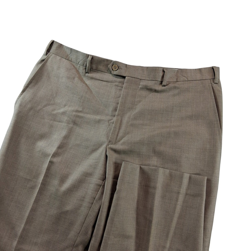 Santorelli Luxury Serge Dress Pants Mens 38 x 31 Tan Romeo Virgin Wool Italy